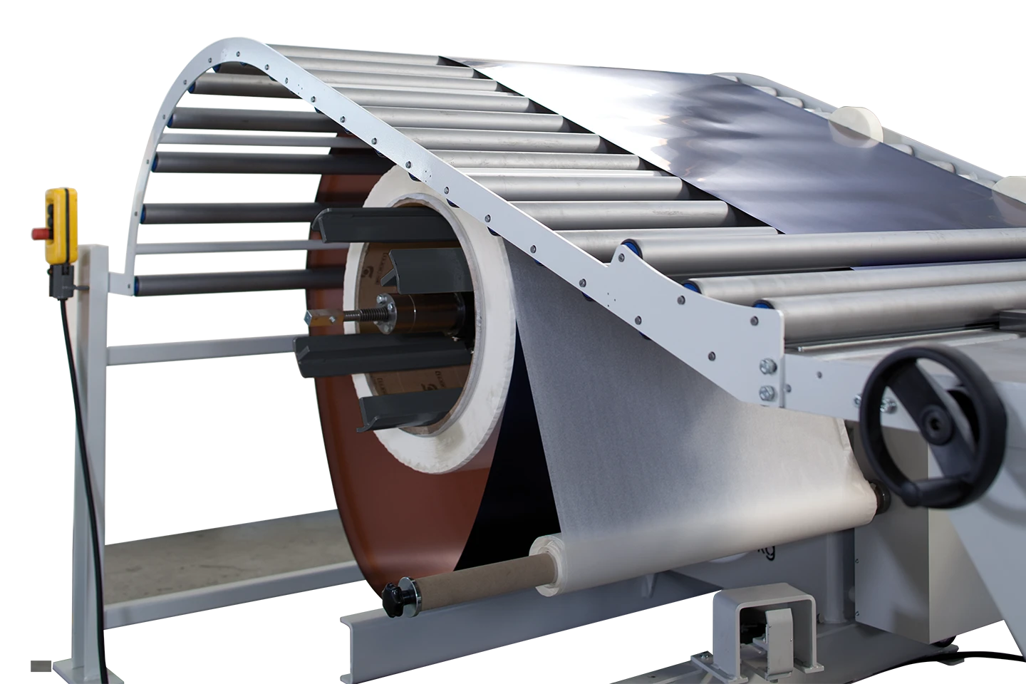 pappersuppsamlare för skyddspapper till plåt för återanvändning eller kassation mot vit bakrund